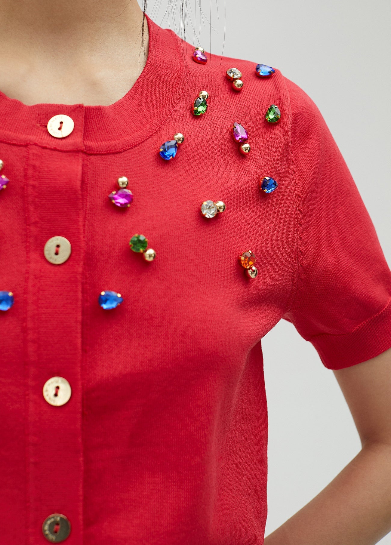 Cardigan with rhinestones