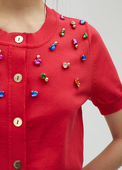 Cardigan with rhinestones