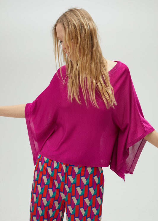 Knit cape sleeve sweater