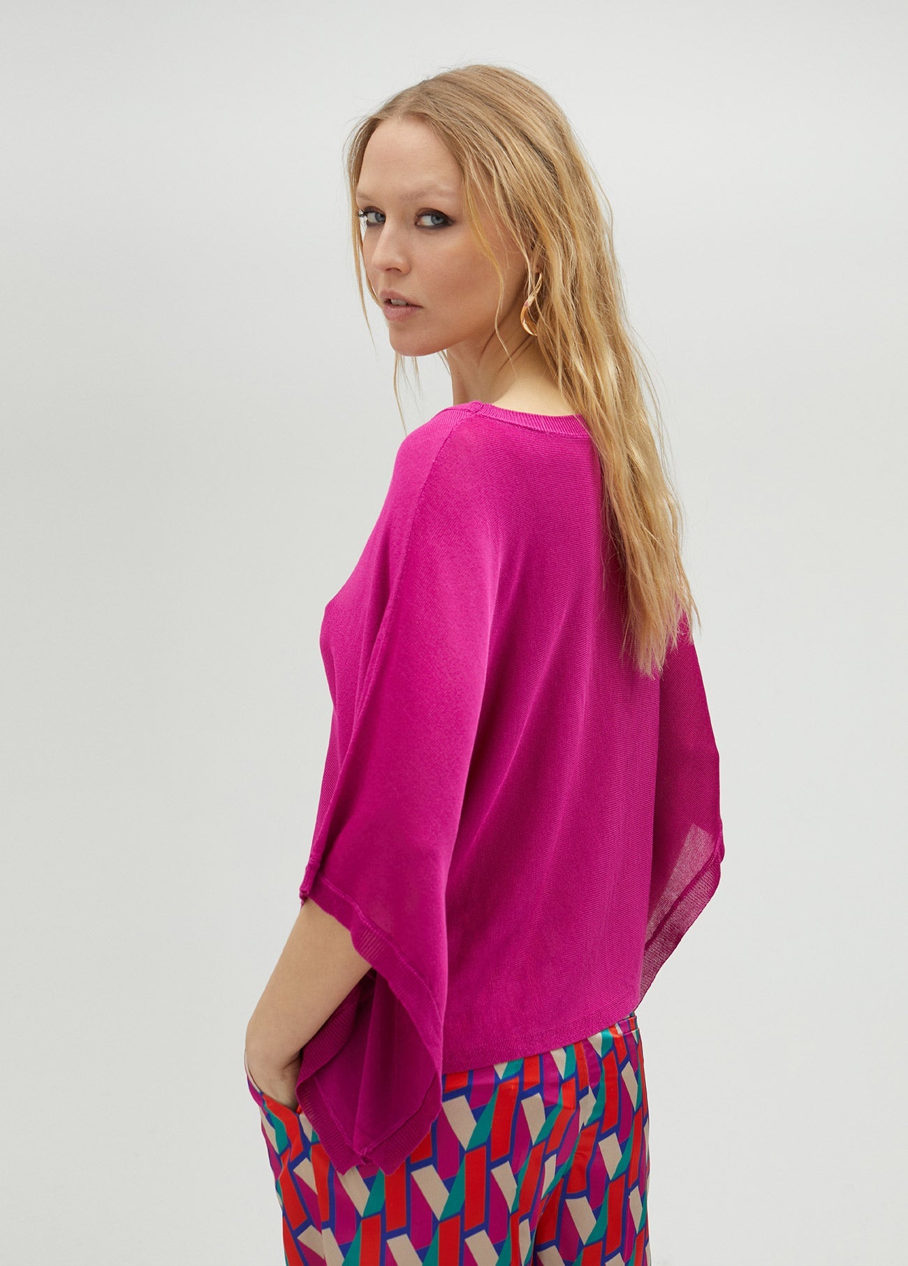 Knit cape sleeve sweater