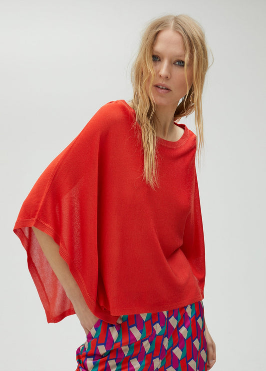 Knit cape sleeve sweater