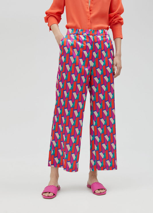 Palazzo trousers in multicoloured logo print