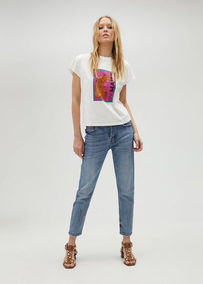 White tiger print T-shirt