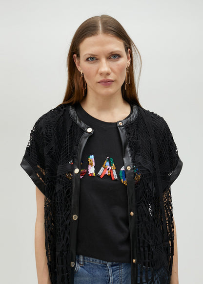 Openwork guipure lace shirt