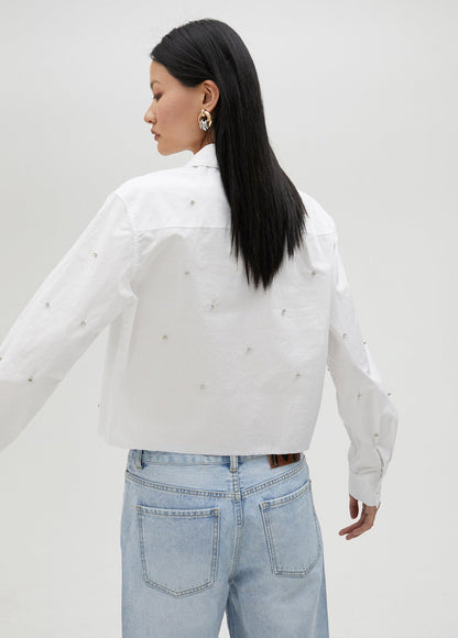 Cropped shirt with rhinestones