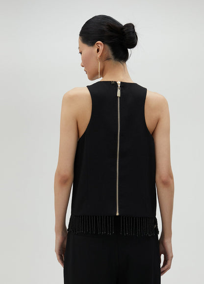 Top with fringing and rhinestones