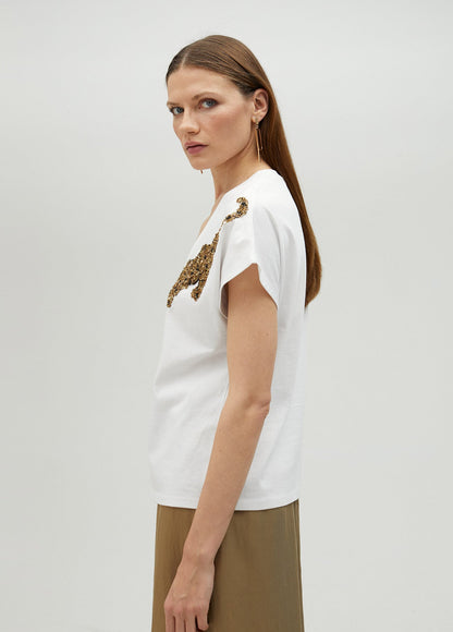 T-shirt with rhinestone tigers