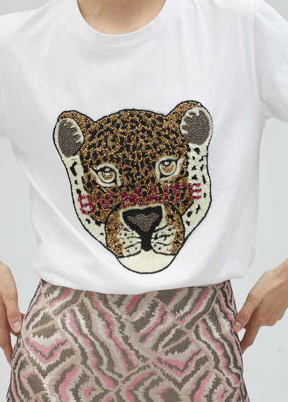 T-shirt with rhinestone lion