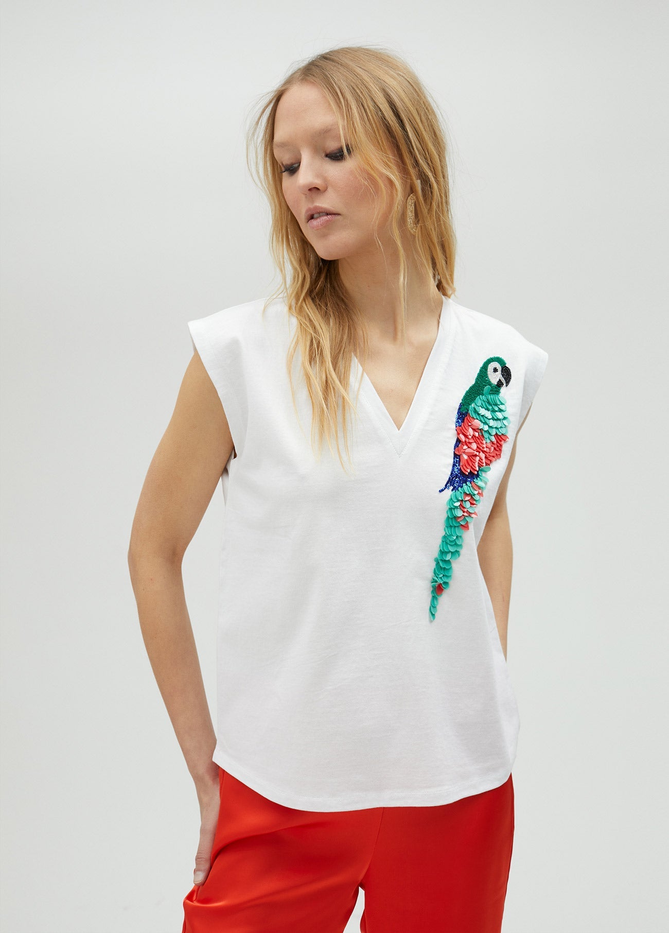 T-shirt with multicoloured Parrot detail