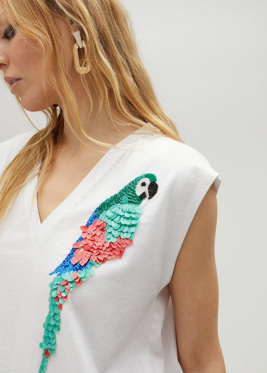 T-shirt with multicoloured Parrot detail