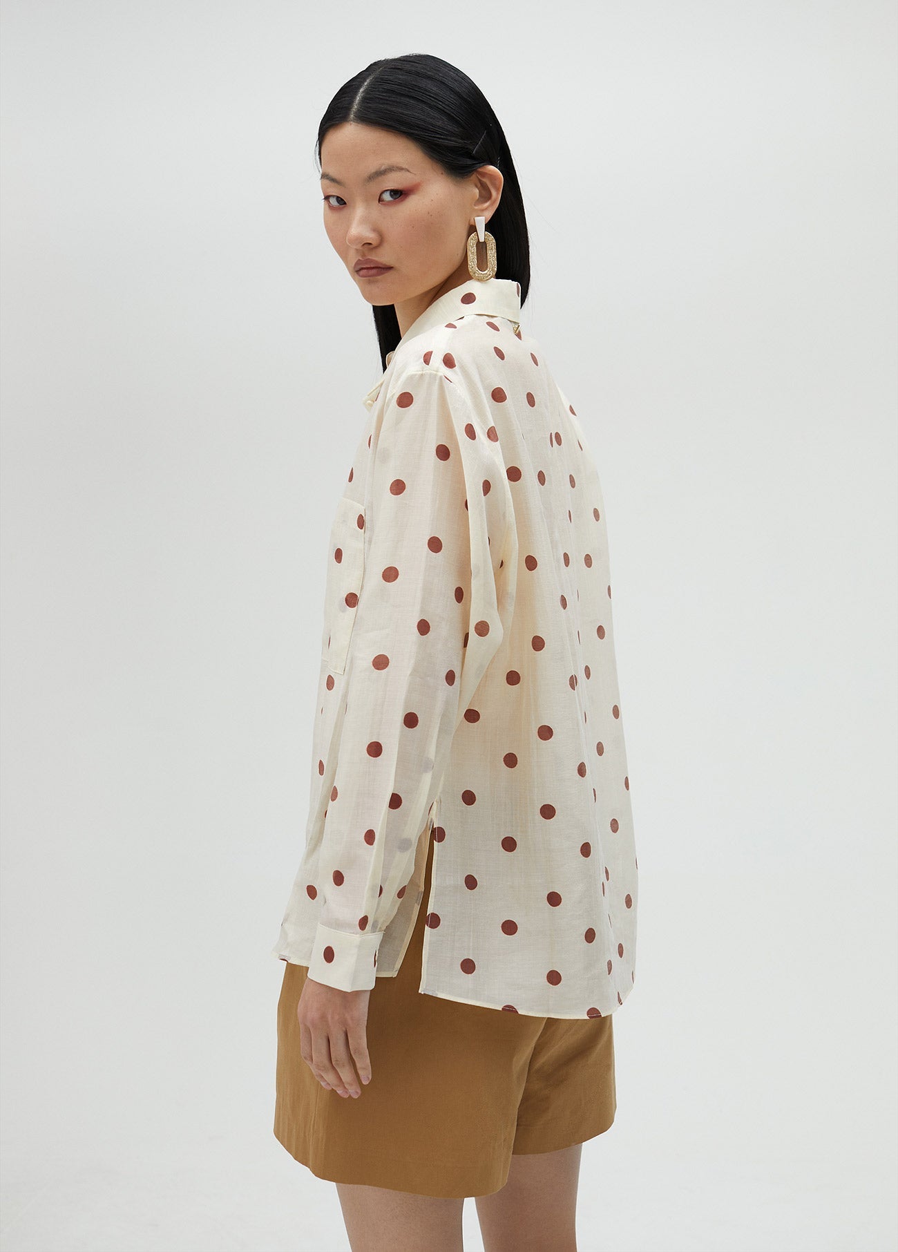 Semi-sheer polka dot shirt