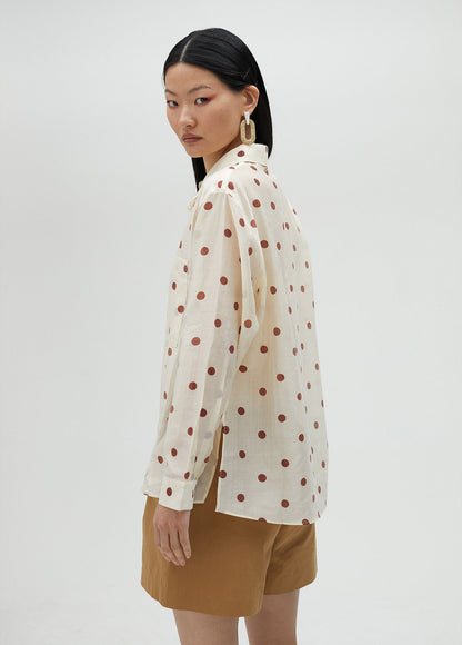 Semi-sheer polka dot shirt