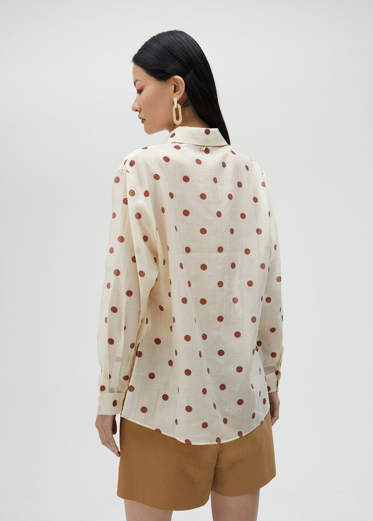 Semi-sheer polka dot shirt