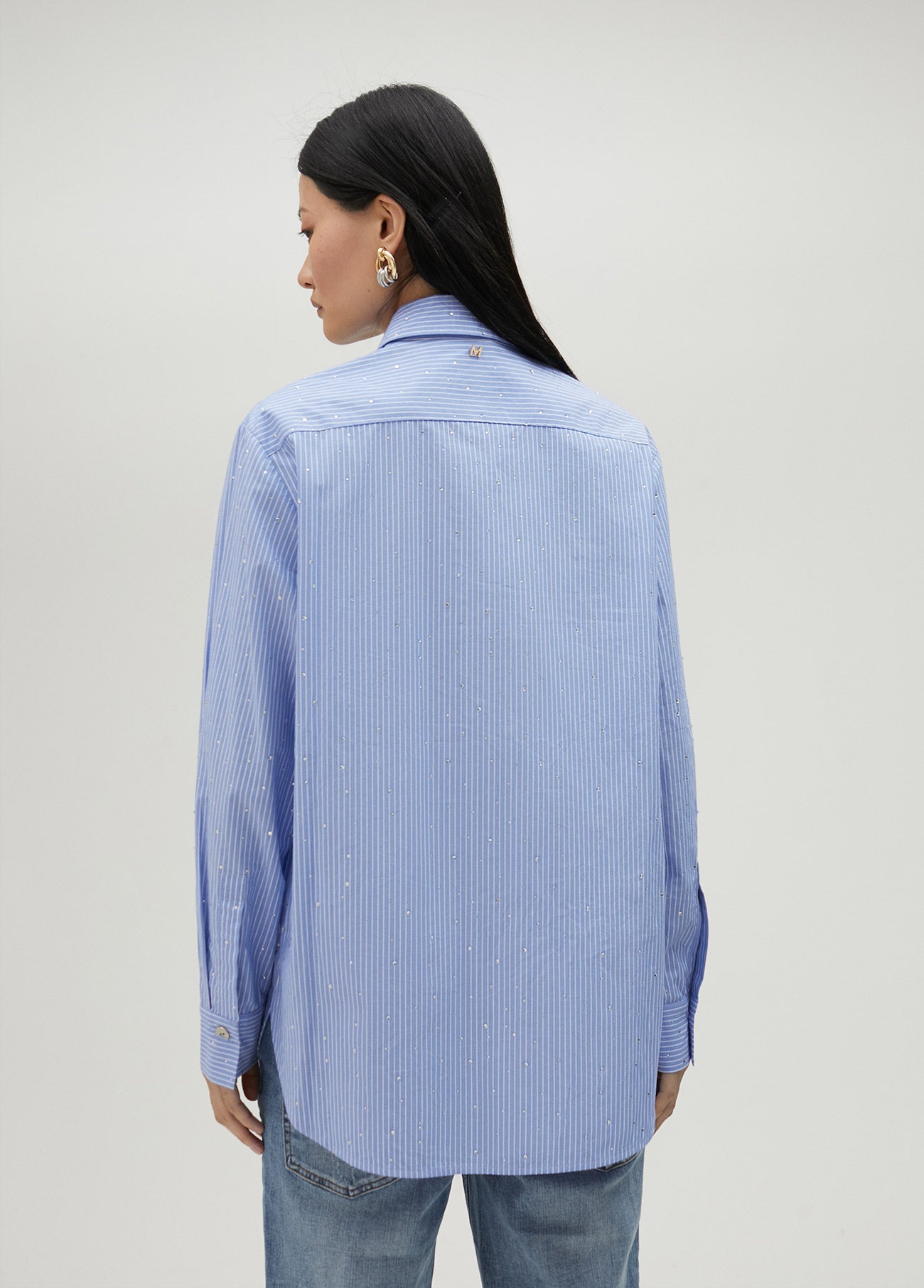 Striped shirt with rhinestone detail