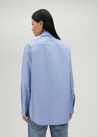 Striped shirt with rhinestone detail