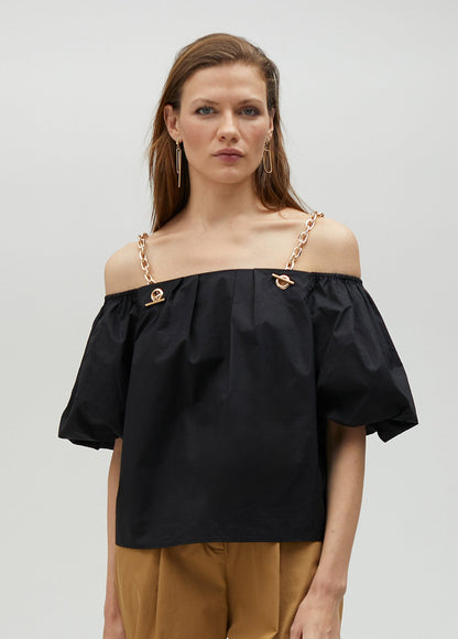 Strappy top with gold chain