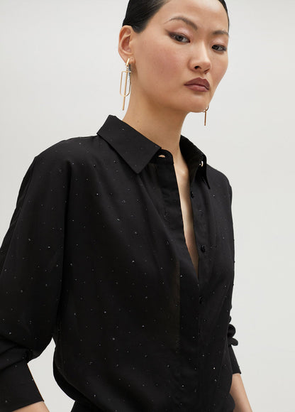 Shirt with rhinestone detail