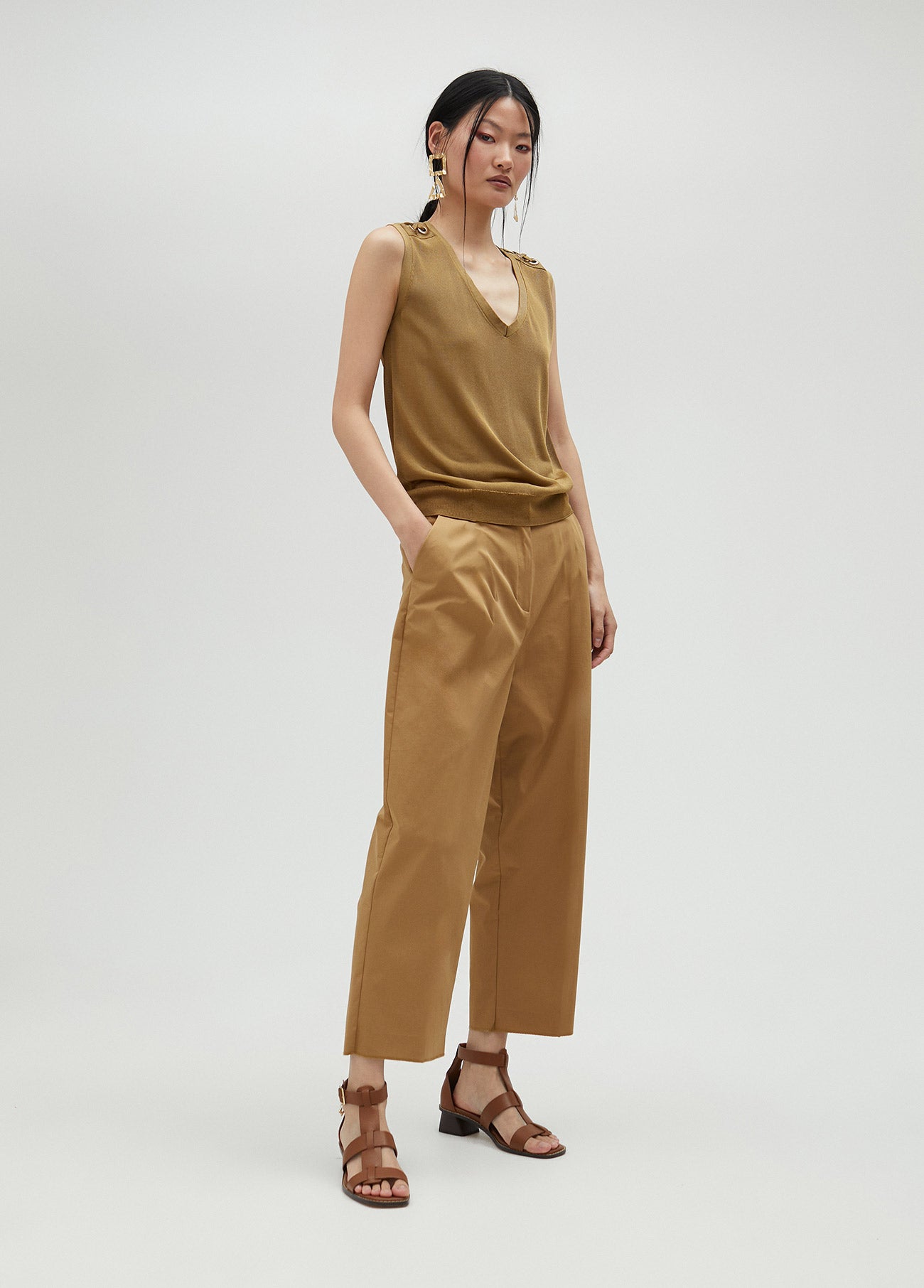 Knit top with eyelet details