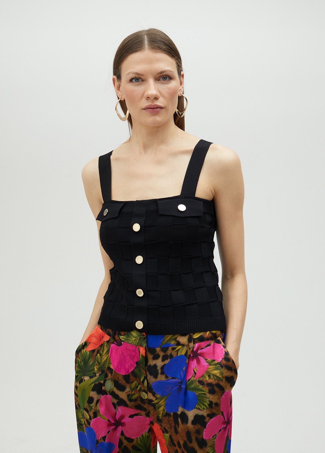 Knit top with buttons