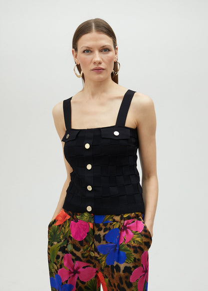 Knit top with buttons