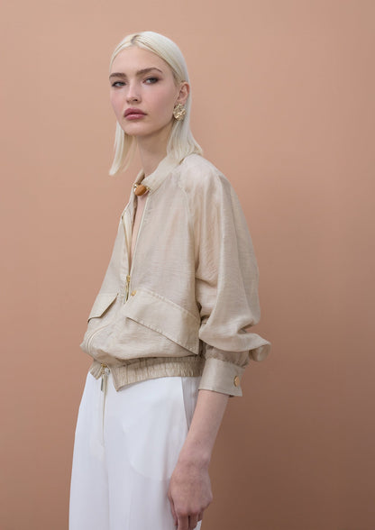 Bomber Jacket with Raglan Sleeves and Pockets
