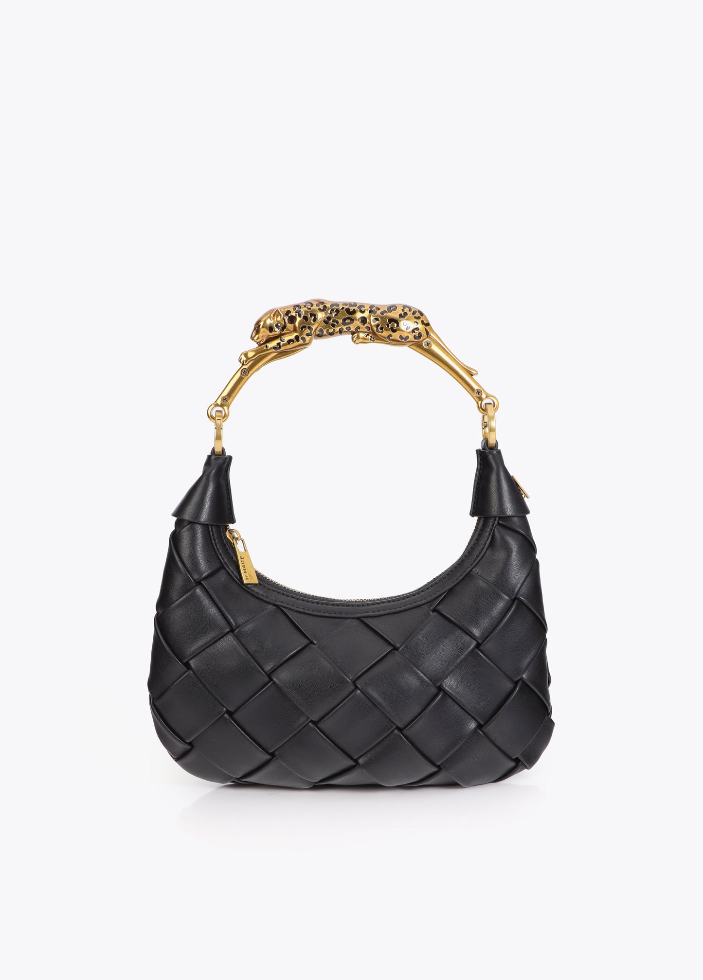 Braided Half Moon Bag Leopard Handle