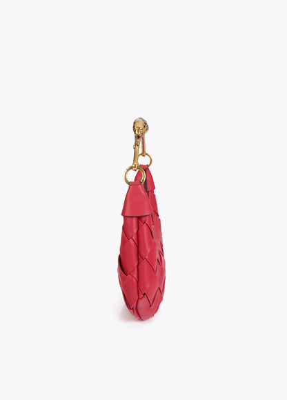 Braided Half Moon Bag Leopard Handle