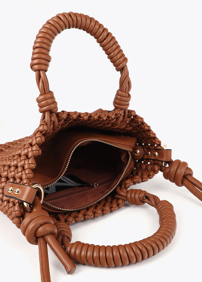 Knotted Faux Leather Crossbody Bag