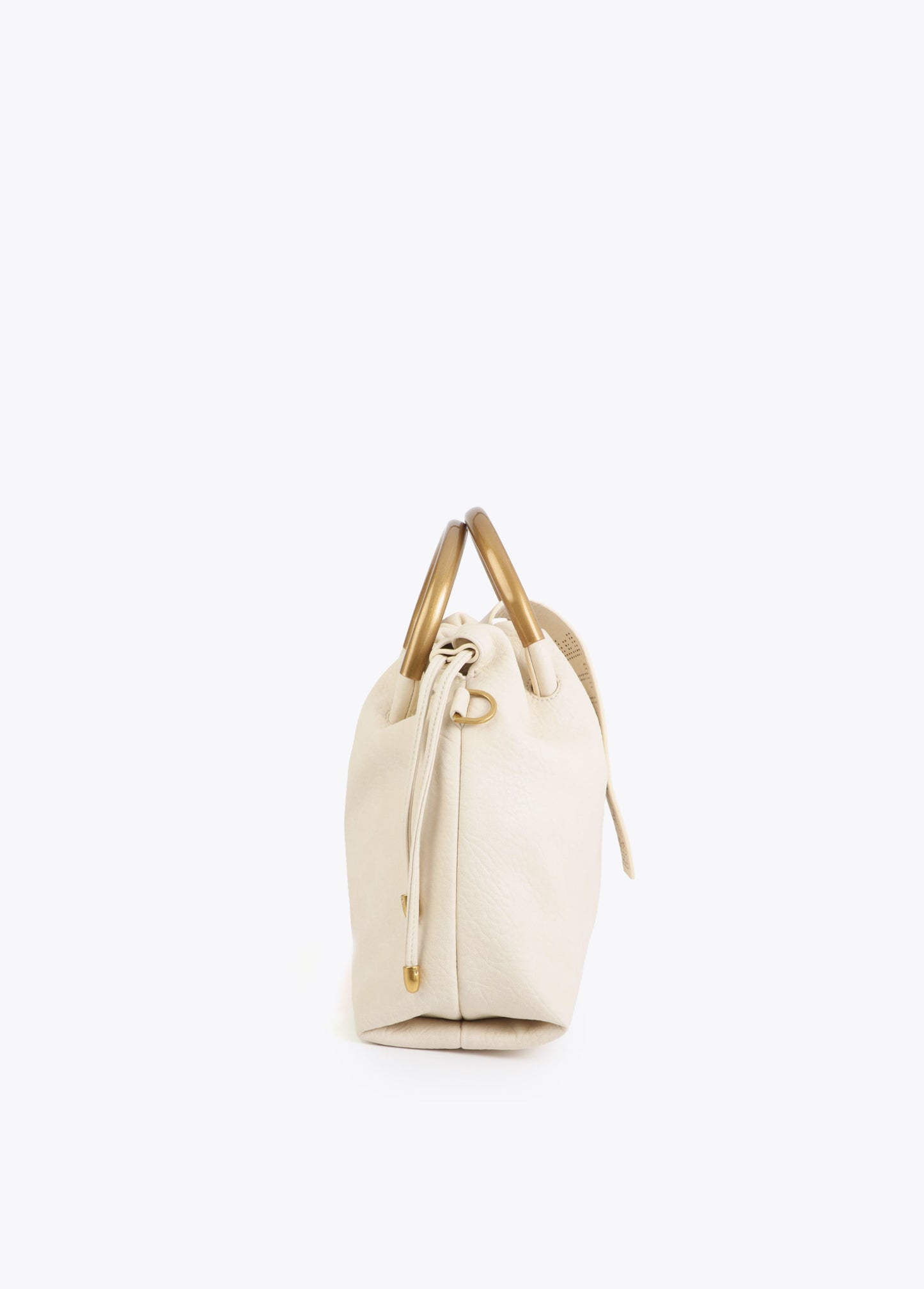 Faux Leather Round Handle Bag