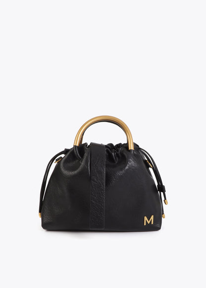 Faux Leather Round Handle Bag