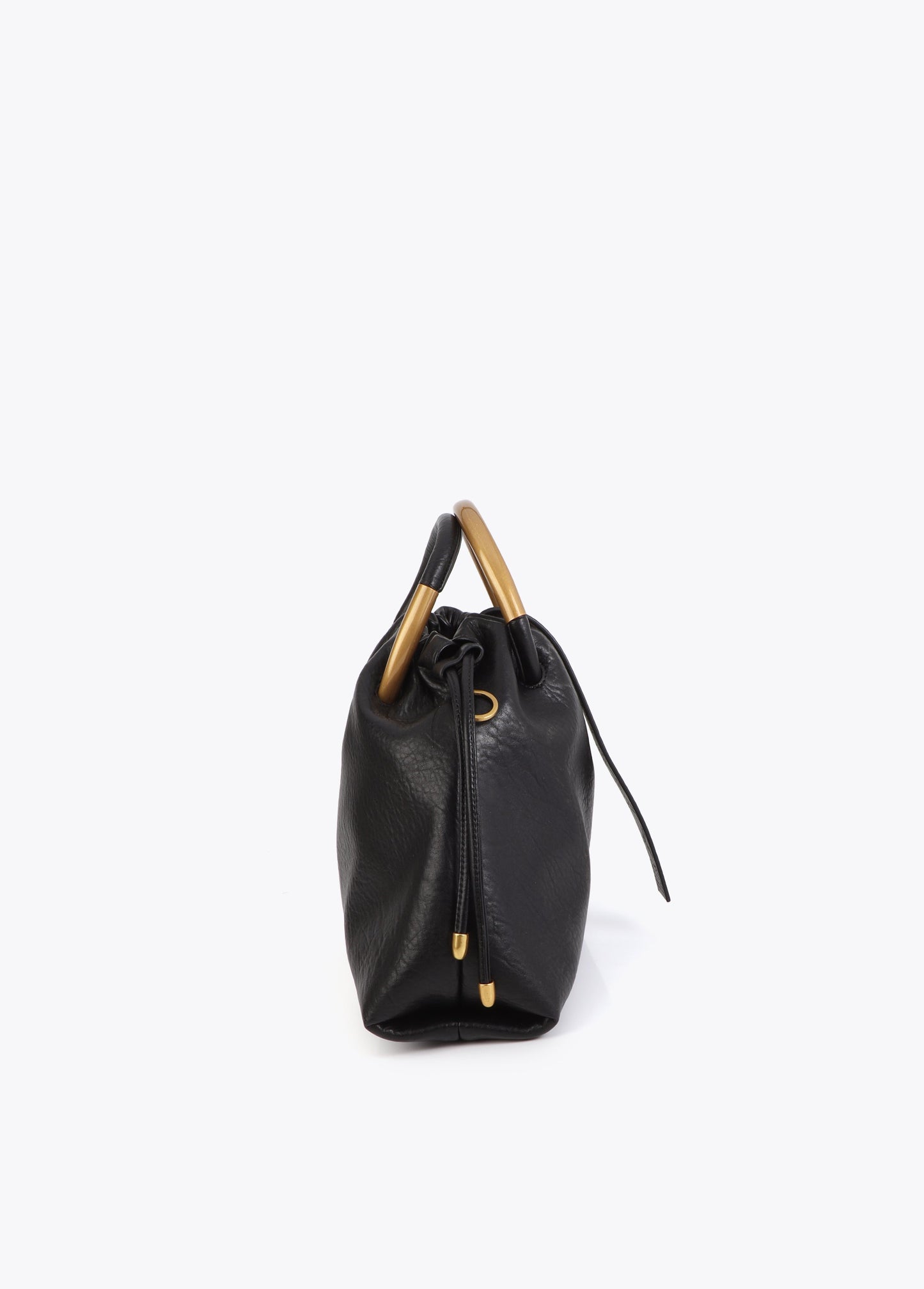 Faux Leather Round Handle Bag