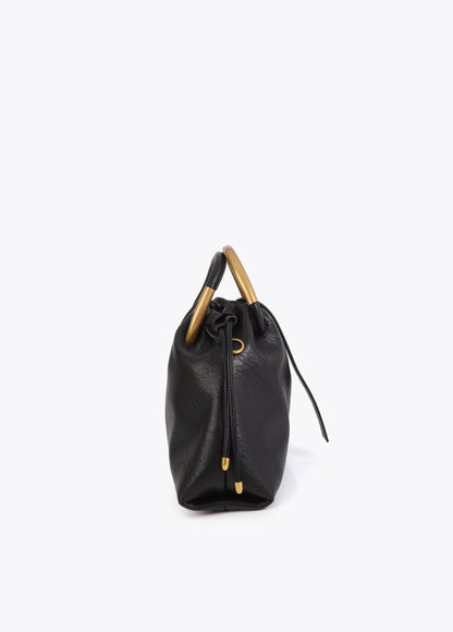 Faux Leather Round Handle Bag