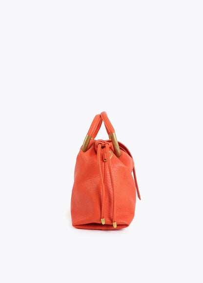 Faux Leather Round Handle Bag
