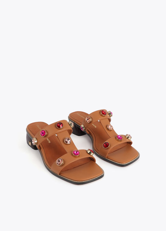 Heeled Sandals with Maxi Crystals