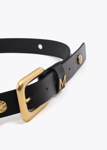 Belt with Square Buckle and Irregular Studs
