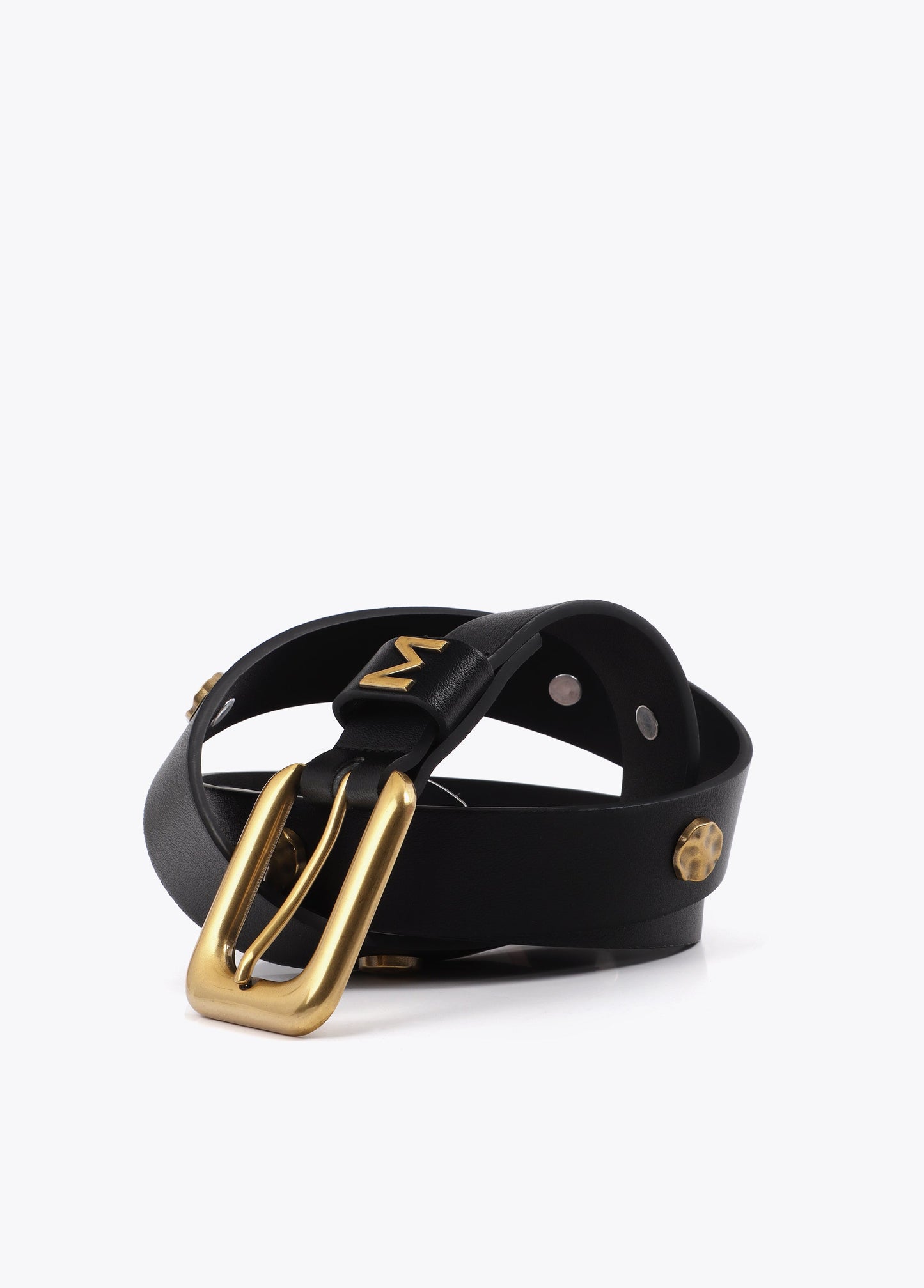 Belt with Square Buckle and Irregular Studs