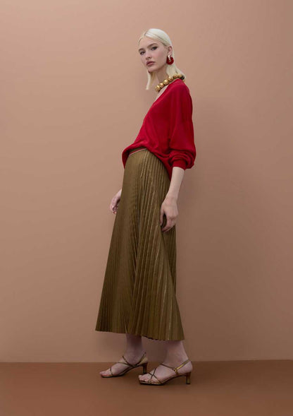 Metallic Pleated Skirt