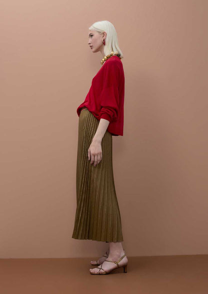 Metallic Pleated Skirt