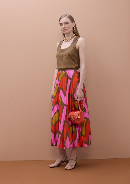 Pleated Skirt with Logo