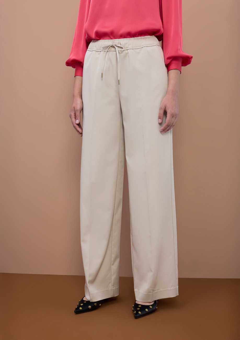 Straight Long Pants with Elastic Waistband