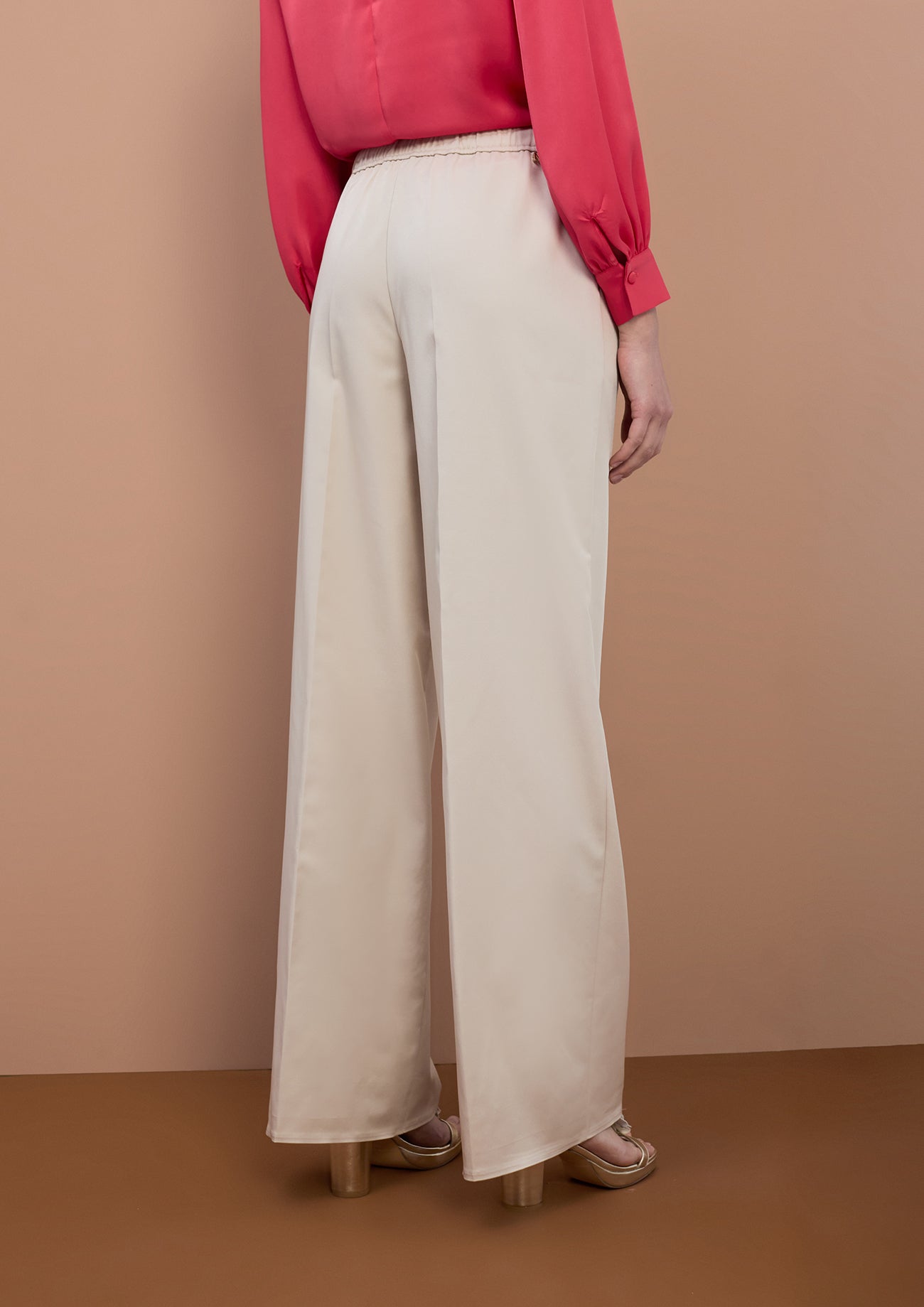 Straight Long Pants with Elastic Waistband
