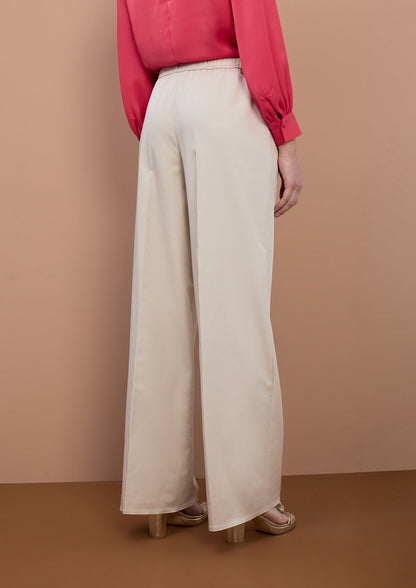 Straight Long Pants with Elastic Waistband
