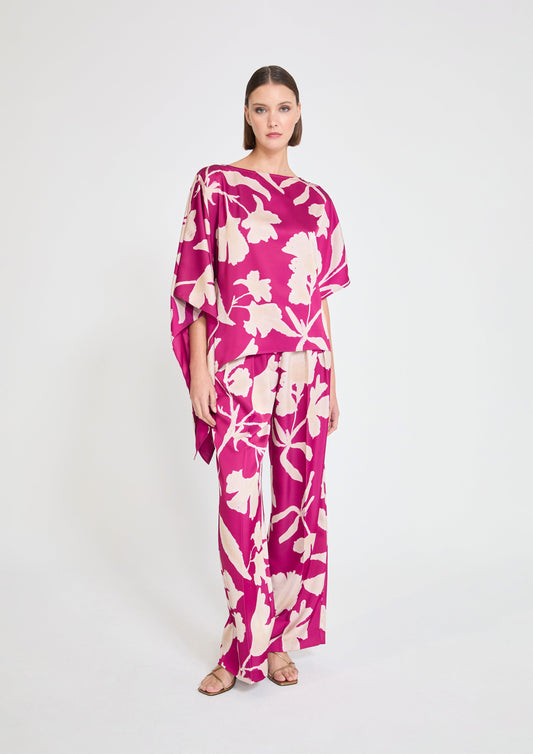 Wide-Leg Pant with Large Floral Print