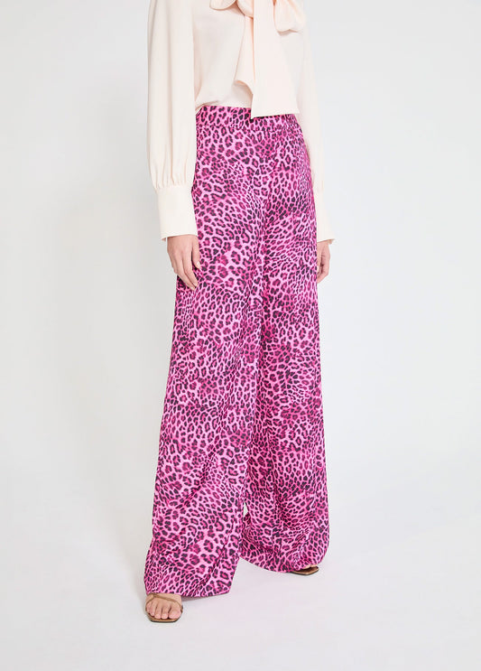 Wideleg Pants with Buganvilla Animal Print