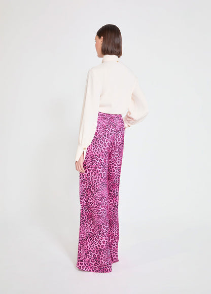 Wideleg Pants with Buganvilla Animal Print