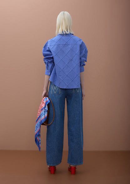 Oversize Poplin Diamond Textured Shirt