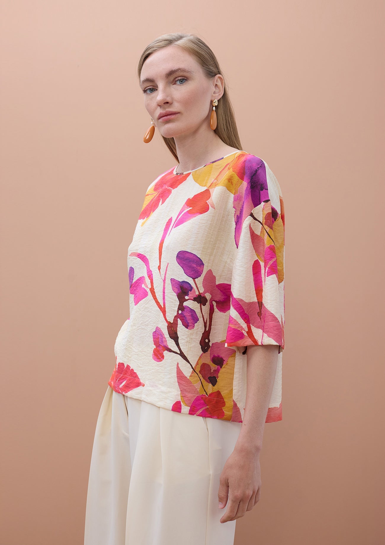 Short Sleeve Floral Print Blouse
