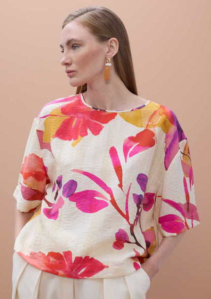 Short Sleeve Floral Print Blouse