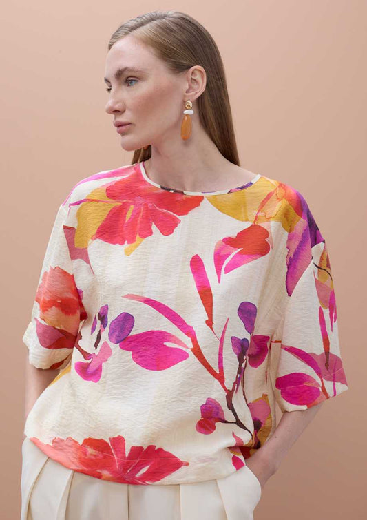 Short Sleeve Floral Print Blouse