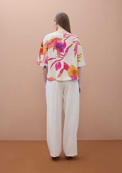 Short Sleeve Floral Print Blouse